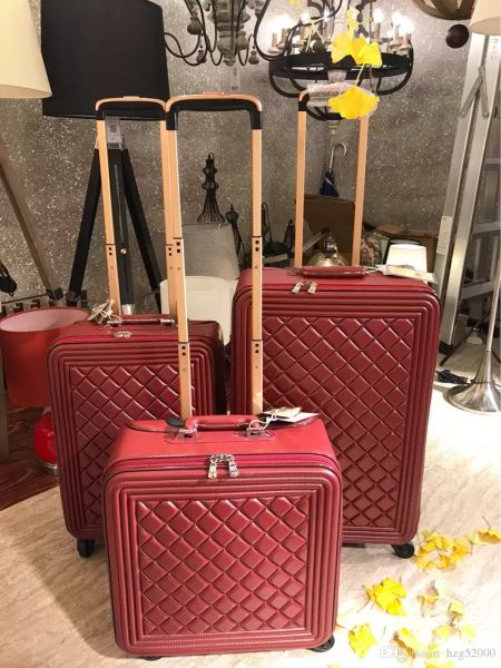 Famoso set di valigie di design Borsa da valigia in pelle di qualità, Ruote universali Carry-Ons, Modello a griglia Portapacchi Scatola di trascinamento Horiz Valigetta moda