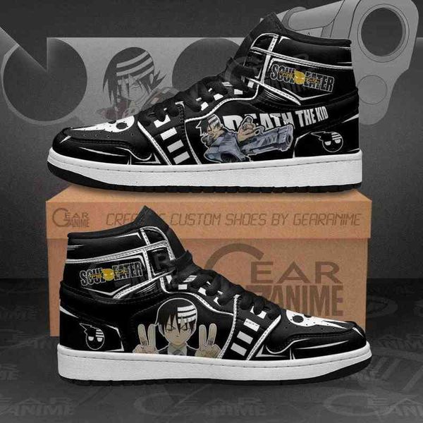 

death the kid sneakers soul eater custom anime shoes, Black
