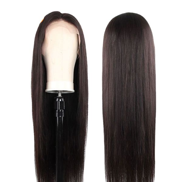 

straight long hair wigs 13x4 lace front human hair wigs brazilian 130%/150% density full hair wig, Black