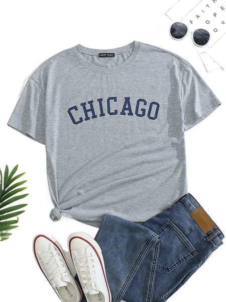 

letter graphic round neck tee u17u#, White