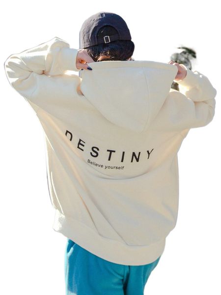 

dazy slogan graphic drawstring thermal oversized hoodie o2ud#, Black