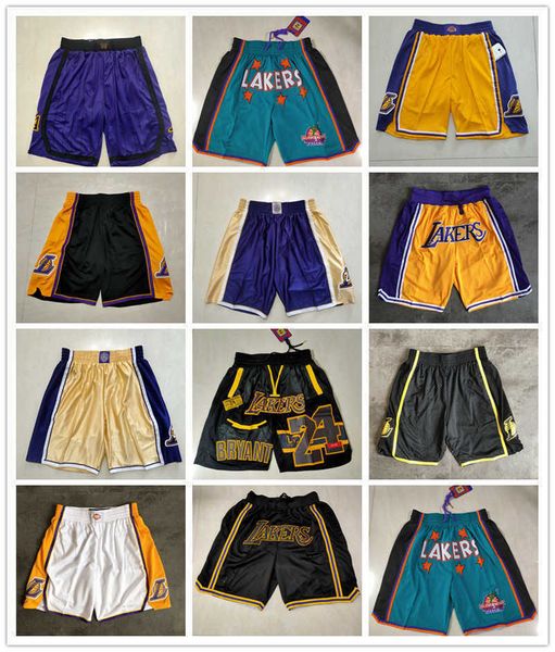 

los angeles's lakers's men retro basketball shorts pocket red black size s-2xl
