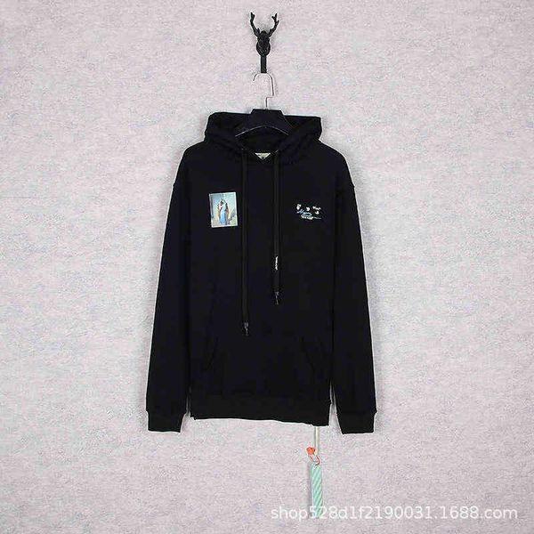 

factory online export trendy sweater new high-quality off couple kissing series men's and women's hoodie in autumn winter, Black
