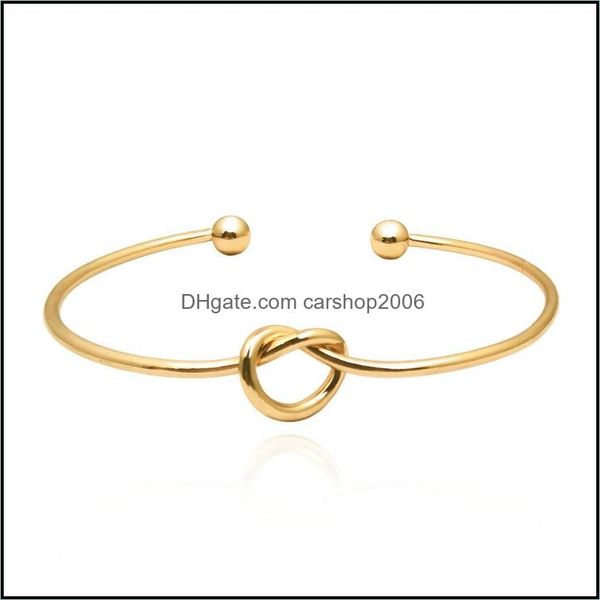 

bangle bracelets jewelry girl simple knot heart style open wire wedding party fashion women love accessories dht6m, Black
