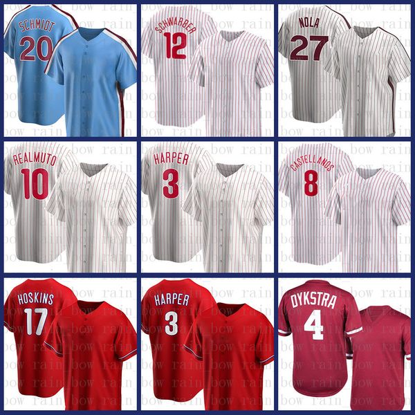 Phillies Baseball Jersey 3 Bryce Mens Harper J.T. Realmuto Nick Castellanos Kyle Schwarber Lenny Mike Schmidt Dykstra Didi Gregorius Rafael Marchan Johan Camargo