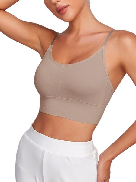 

seamless high stretch medium support sports bra 92tb#, Gray