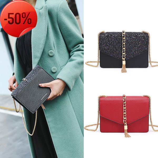 

luxury designer bags fashion luxury designersmall 2020 new c k women's ins super fire tassel chain single shoulder slant span small squ