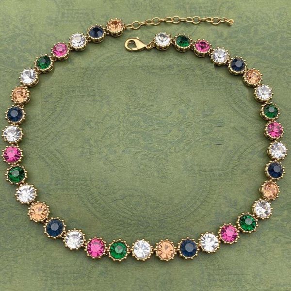 Corrente de colares de designer famoso clássico colar de tênis colorido pulseira para mulheres senhora noiva festa amantes do casamento presente jóias de noivado
