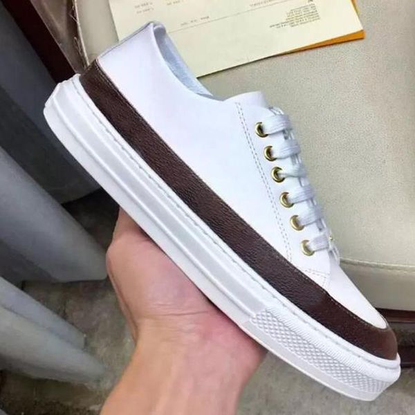 

casual shoes luxury designer men's casual shoes women's travel 100% leather lace-up running fitness letters flat printed fitn, Black