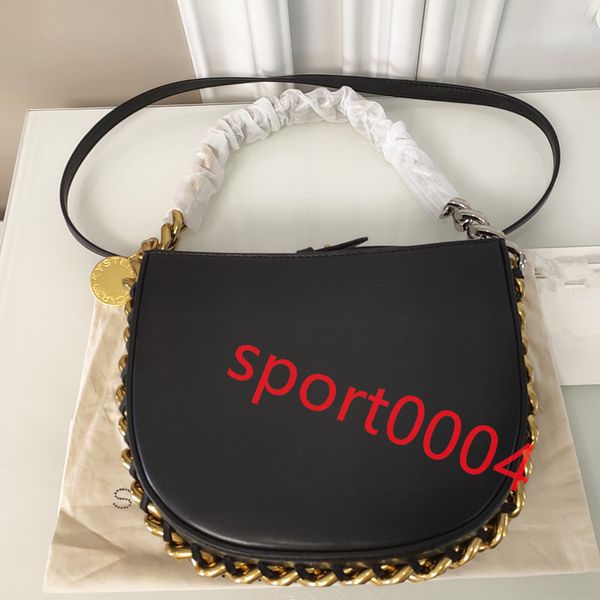 

women's luxury brand thick chain half moon shoulder bag bucket bag fashion shoulder bag handbag plain letter