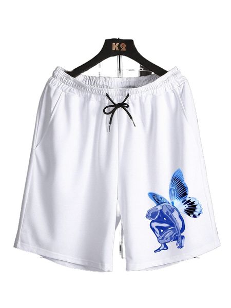 

romwe guys butterfly graphic shorts a7gn#, White;black