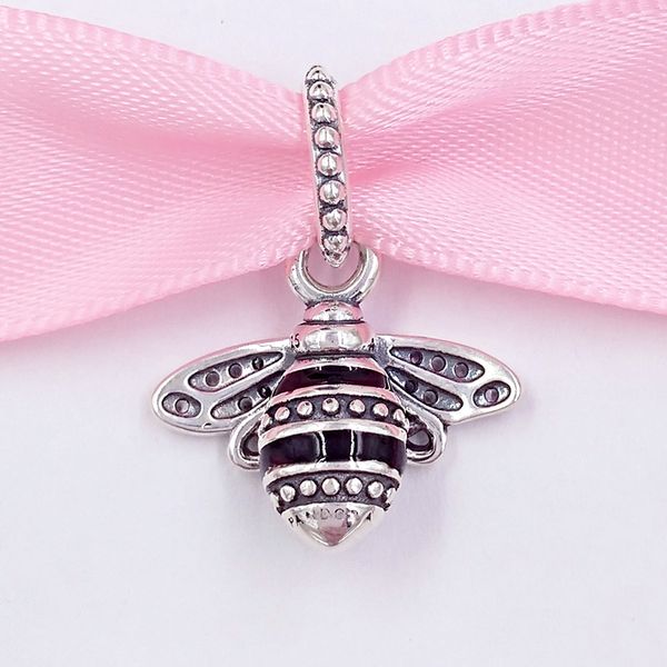 

akirajewel 925 sterling silver beads sparkling queen bee pendant charms fits european pandora style diy jewelry bracelets & necklace 398840c, Black