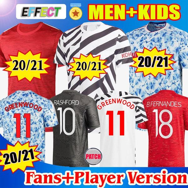 

2020 2021 manchester pogba humanrace b .fernandes united rashford fouth soccer football jerseys shirt 20 21 man kids kit player version, Black