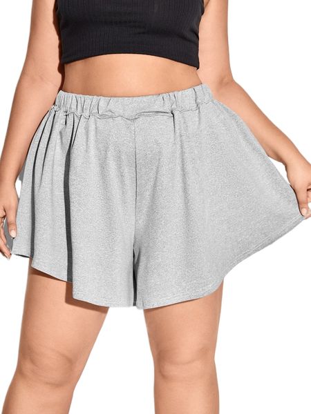

plus high waist wide leg shorts j85e#, Black
