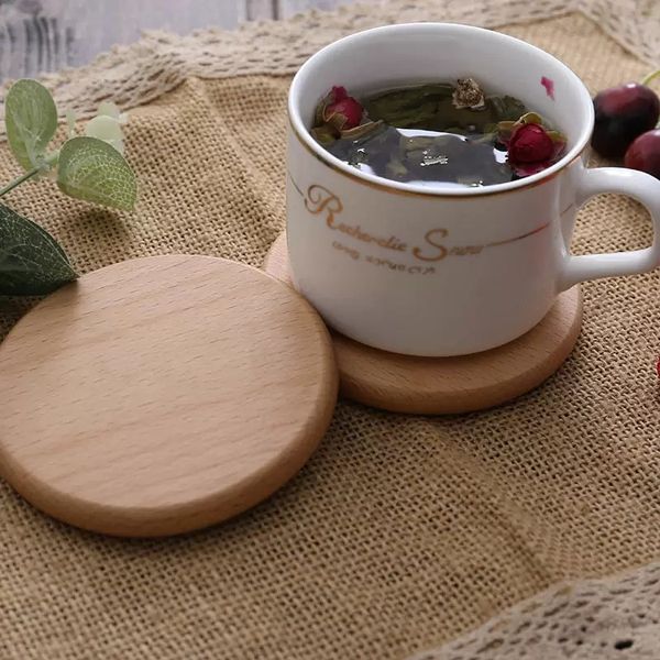 Sottobicchiere rotondo in legno per fetta di tazza, tè, caffè, tazza, portabevande, per decorazioni da tavola fai da te, durevoli decorazioni da cucina per la casa