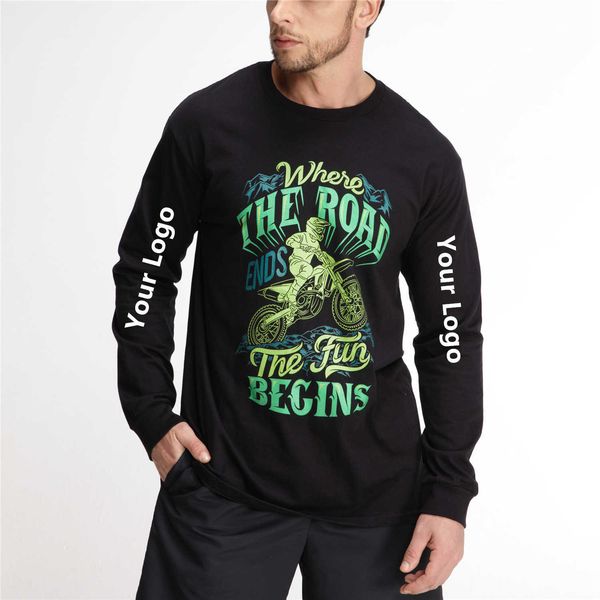 

2022 forcustomization oversized t shirt embroidery 210gsm long sleeve t shirts custom printed blank cotton black plain tshirts, White;black