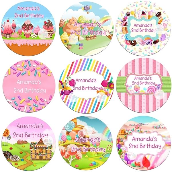 Candy Ice Cream Sweet Party Verjaardag Decor Labels Custom Baby Shower Party Personaliseer Elke Tekst Stickers Candy Land World 220712