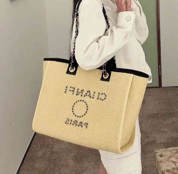 

fashion luxury designer beach bags large ch linen woven women evening handbag straw knitting shoulder portable brand classic female big shop