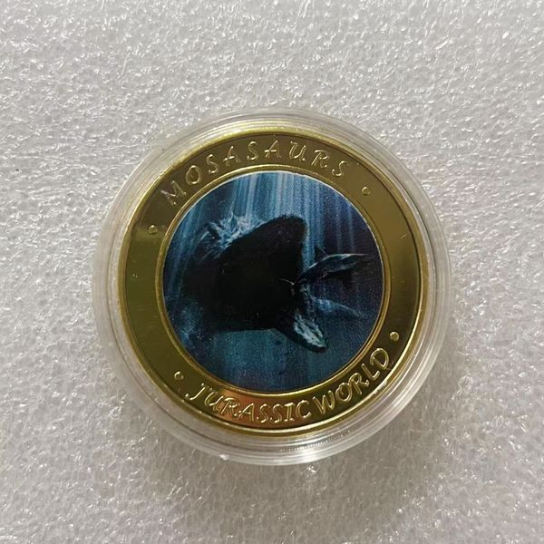 Presentes Dinossauro World 24k Banhado a Ouro Moeda de Metal Creative Animal Coin Decoração de Casa Acessórios Collectibles.cx
