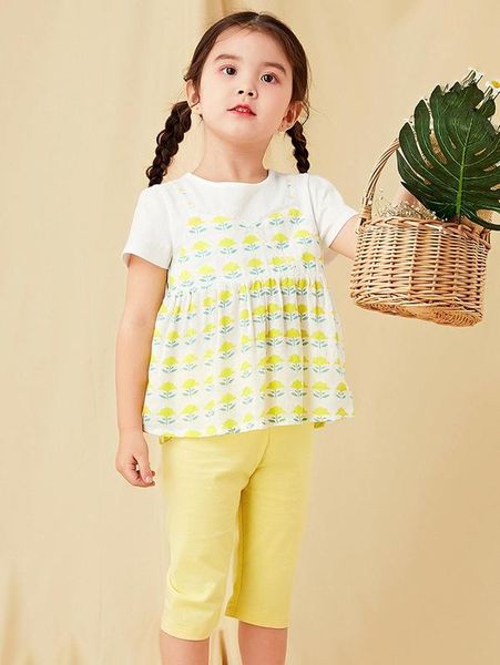

toddler girls floral 2 in 1 & pants set she01, White