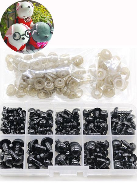 100 pezzi / set strumenti artigianali occhi di sicurezza in plastica con rondelle per la fabbricazione di bambole bulbo oculare burattino accessori Amigurumi 6-12mm KDJK2207