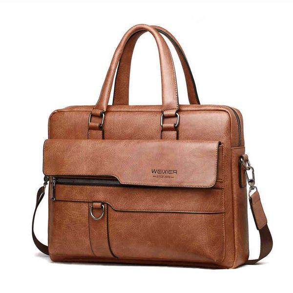 

men briefcase bag business famous brand pu leather shoulder messenger bags office handbag 14 inch lapbag 220616