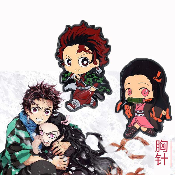 

demon slayer brooch cute anime movies games hard enamel pins collect metal cartoon brooch backpack hat bag collar lapel badges women fashion, Blue