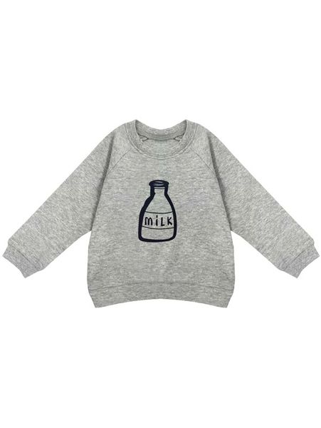 

yingzifang toddler boys raglan sleeve milk bottle print pullover she, Black