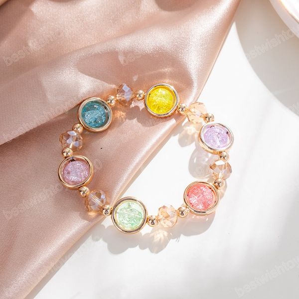 Braccialetti coreani Bracciale con perline di cristallo colorato bohemien Corda elastica fatta a mano Accessorio per gioielli di moda da donna Regalo di coppia