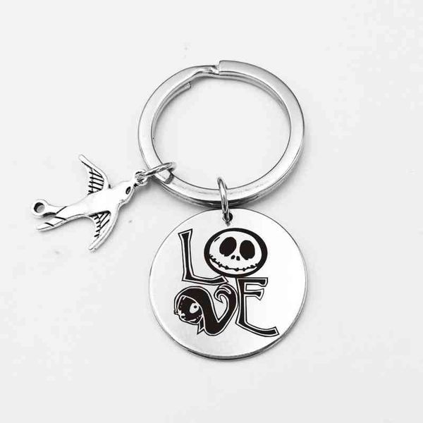 

factory outlet new halloween thrilling stainless steel key chain jack skull christmas gift jewelry