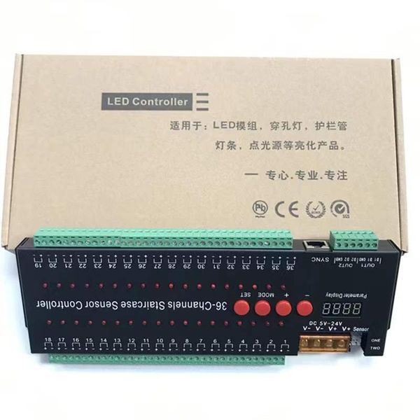 Controller LED PIR Sense Controller luce scale DC12-24V 36-ch 2-in-1 32-ch Steps, la barra si illumina gradualmente Smart Switch