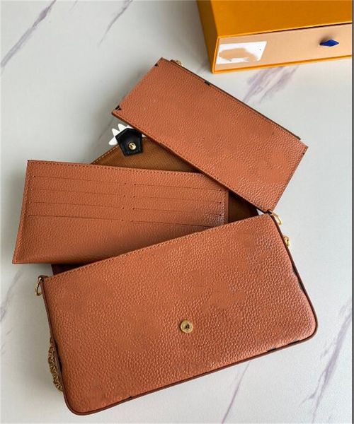 

designer felicie bags handbags totes pochette trio shoulder crossbody chain bag genuine leather monograms women luxurys vuttons wallet purse