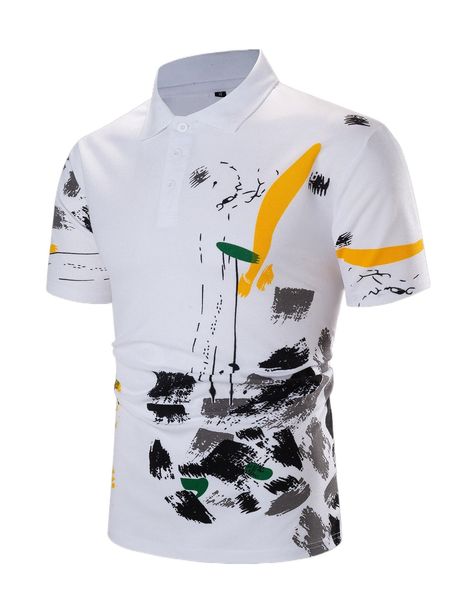 

men brush print polo shirt j7mv#, White;black