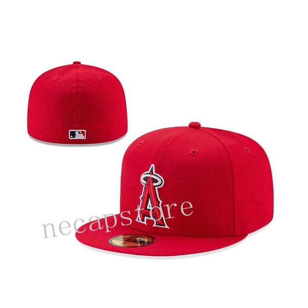 

men's baseball fitted hat red color a letter los angeles mix order size full closed cap flat brim, Blue;gray