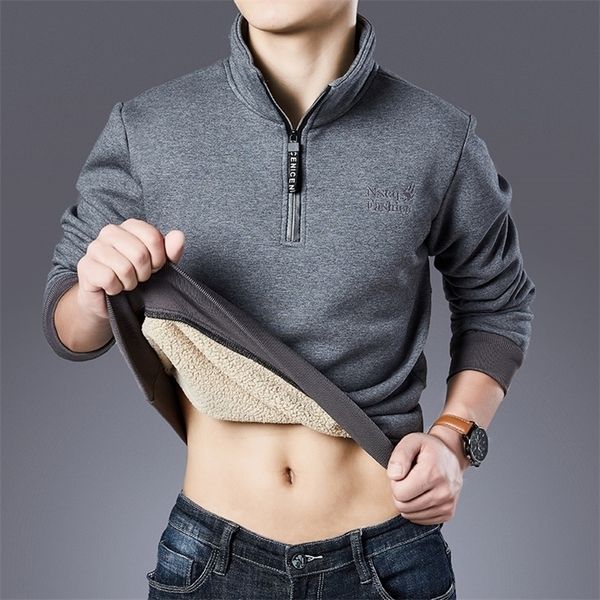 

winter zip up men's warm sweatshirts black grey cotton casual thicken fleece thermal hoodie pullover 5xl 220402