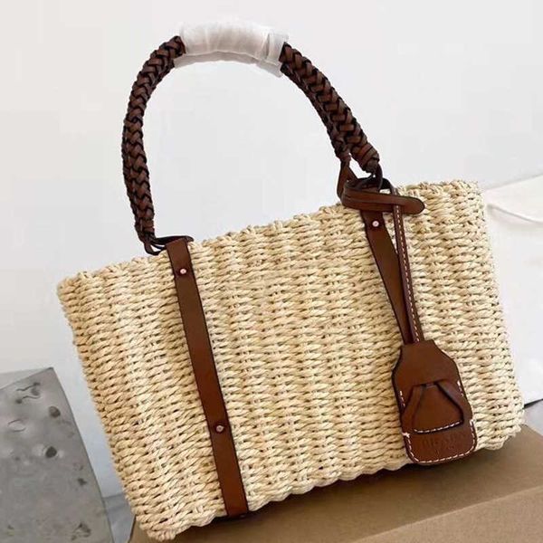 

crossbody bags handbag 2022 women hand knitted designer shoulder bag luxury straw grass tote with zipper womens large capacity leisure trave
