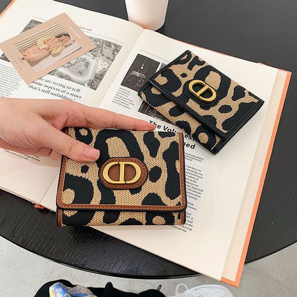 

designer cd wallet card mens autumn winter new women's leather long three fold wallet hand bag large capacity leopard print fashion bra, Red;black