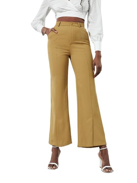 

high waist flare leg pants j8ok#, Black;white