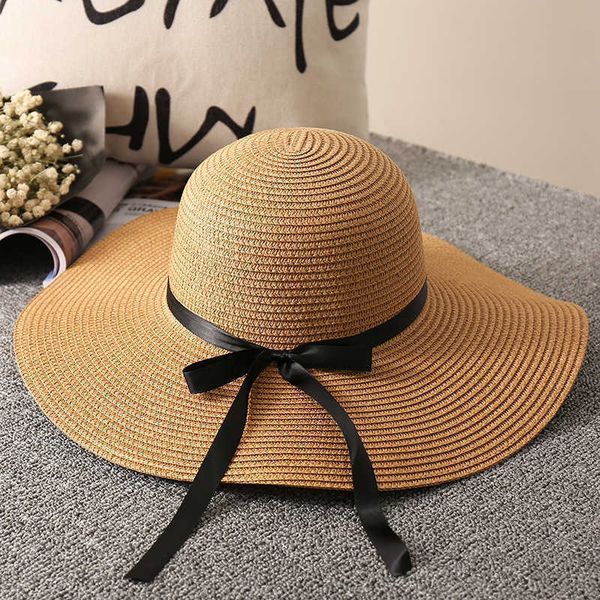 

holiday hat seaside big brim straw summer beach small fresh foldable sun hat cap, Blue;gray