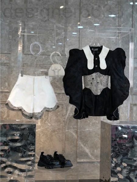 

two piece dress designer 10223# spring clothes goddess fan xiaoxiang style celebrity shorts two-piece suit summer lsj4, White