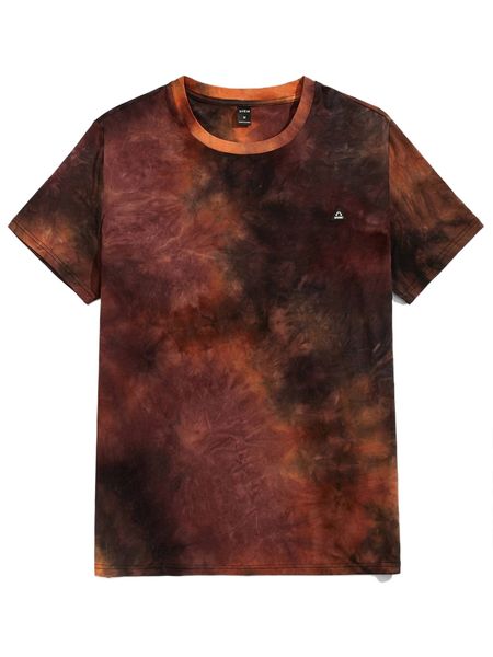 

men patch detail tie dye tee y8a1#, White;black