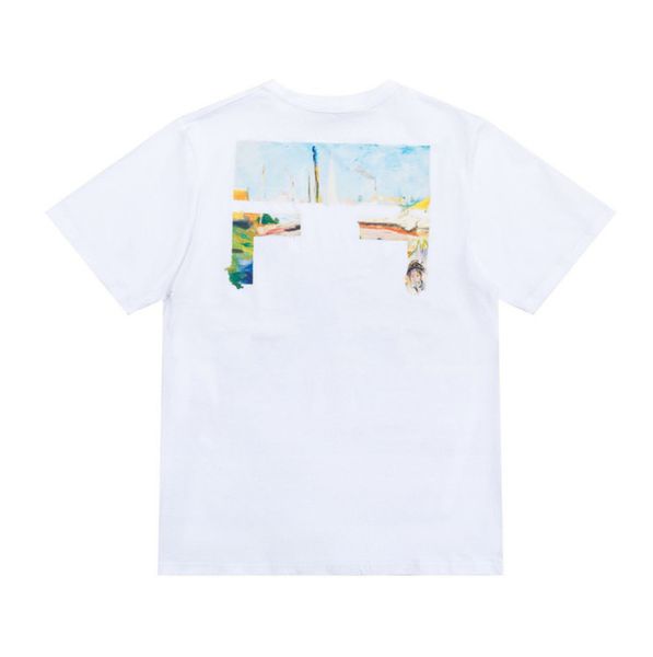 

classic brand mens fashion t shirts offs summer designer women loose tees quality t-shirt letter arrow oil painting black white tshirts lux, White;black