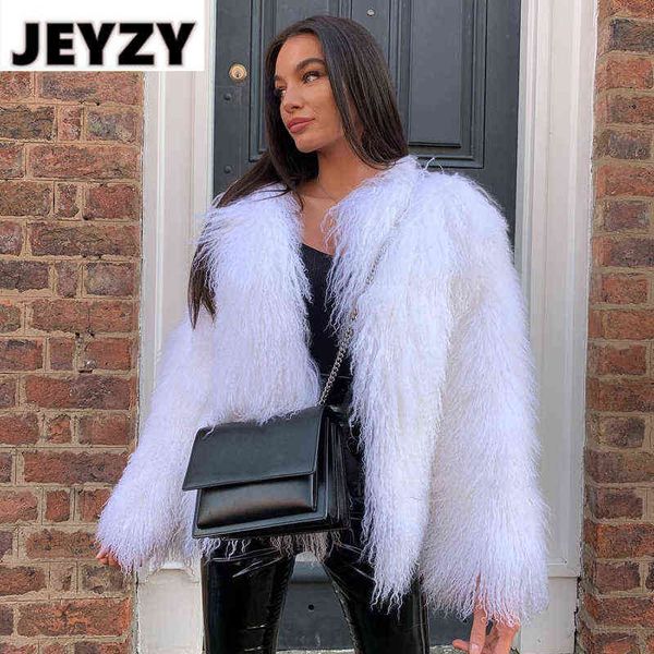 

autumn winter 2021 fluffy faux fur coat women chunky curly fake fur jacket coats streetwear ladies thick warm overcoat outerwear t220810, Black
