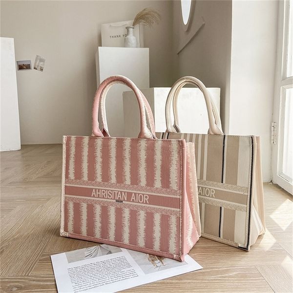 

canvas large capacity new portable stripe tote simple 80% off purse sales