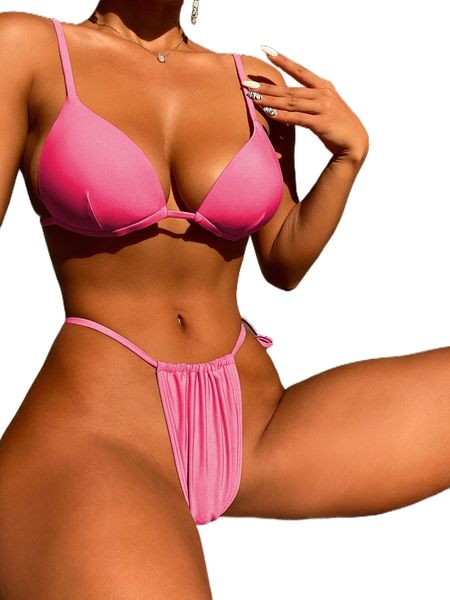 

tie back push up tie side bikini swimsuit t96h#, White;black