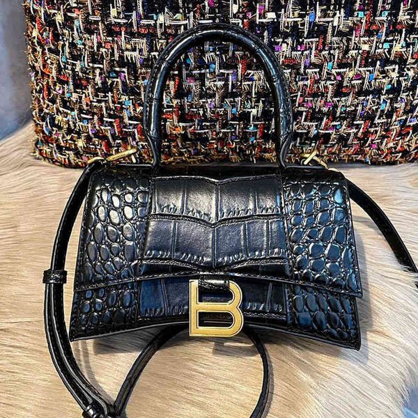 

designer bag bbalencaigss handbags bag b genuine family leather crocodile pattern hourglass light brand women's single shoulder cross c