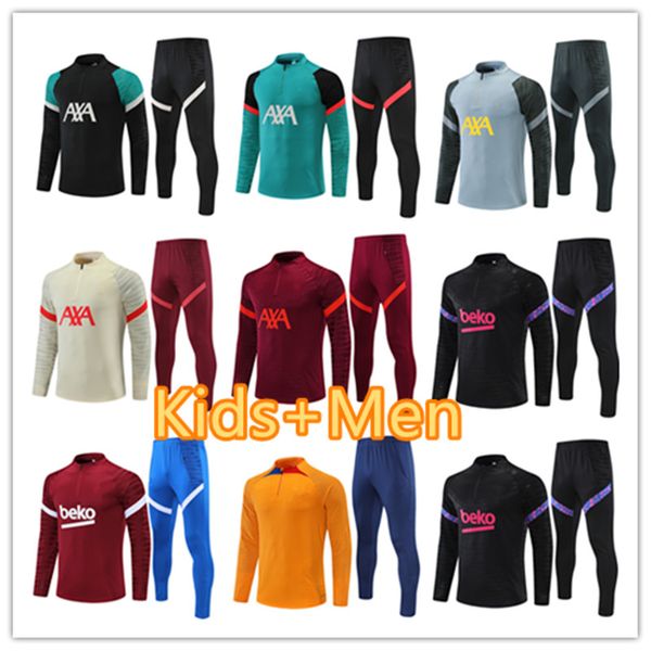

2021 2022 football men and kids tracksuit soccer memphis pedri kun aguero barcelona men kids kit, Black