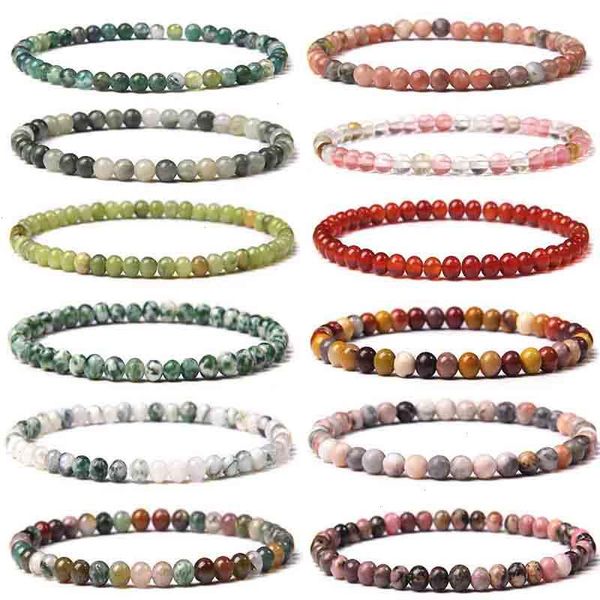 

4mm mini energy charm bracelet strands natural stone beads yoga healing jewelry for women men friend gifts dropshipping, Black