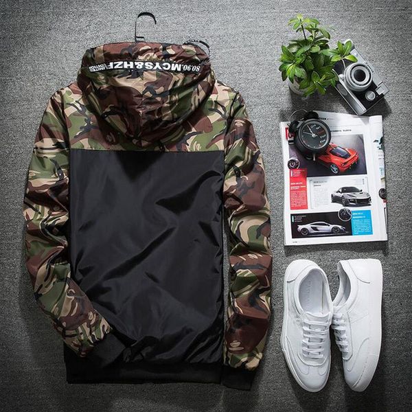 

whole-spring autumn camo thin windbreaker jacket teenager camouflage splice211k, Black;brown
