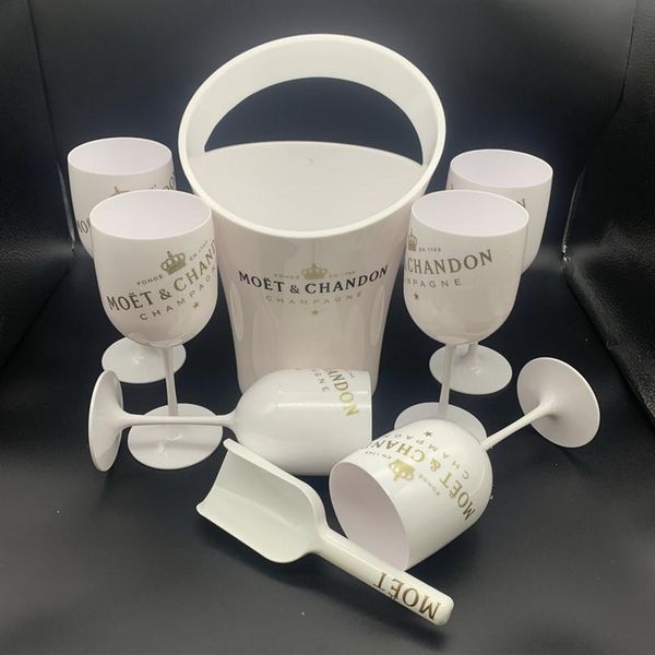 

6 glass 1 ice bucket 1scoop champagne flutes party plastic cups cocktail cu250e